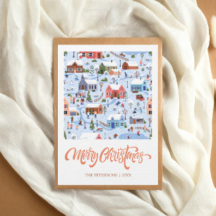Cartes Pour Fêtes Annuelles Scandi Christmas Village Non photo Cosy Pastel