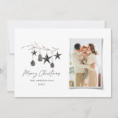 Cartes Pour Fêtes Annuelles Scandi moderne noir élégant script photo de Noël (Devant)