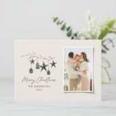 Cartes Pour Fêtes Annuelles Scandi moderne noir élégant script photo de Noël (Debout devant)