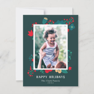 Cartes Pour Fêtes Annuelles Scandi Style Mod Festive Green Family Photo