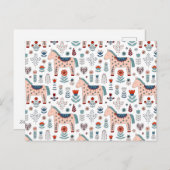 Cartes Pour Fêtes Annuelles Scandinave Horse Folk Art Motif (Devant / Derrière)