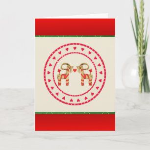 Cartes Pour Fêtes Annuelles Scandinavian Straw Goats With Hearts Christmas