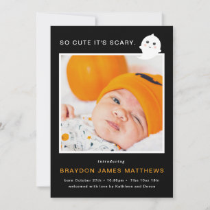Cartes Pour Fêtes Annuelles Scary Cute Halloween Birth Announcement