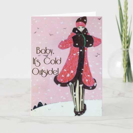 Cartes Pour Fêtes Annuelles Scène 1913 de mode d'hiver d'art déco (Devant)