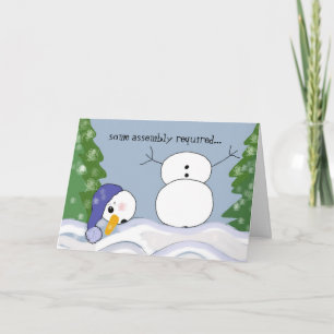 Cartes Pour Fêtes Annuelles Scène de bonhomme de neige drôle - Assemblage requ