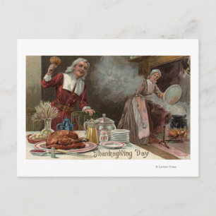 Cartes Pour Fêtes Annuelles Scène de dîner de DayPilgrim de thanksgiving