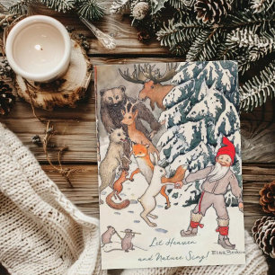 Cartes Pour Fêtes Annuelles Scène de gnome de forêt de Noël vintage Elsa Besko