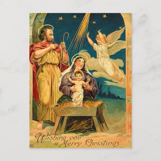 Cartes Pour Fêtes Annuelles Scène de la Nativité de Noël (Devant)