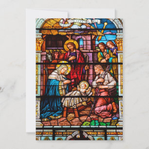 Cartes Pour Fêtes Annuelles Scène de la Nativité Jésus en verre tendu