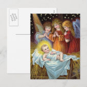 Cartes Pour Fêtes Annuelles "Scène de la Nativité" Noël (Devant / Derrière)
