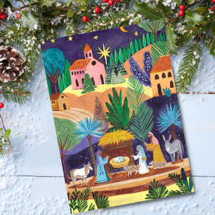 Cartes Pour Fêtes Annuelles Scène de la Nativité religieuse Gloire à Dieu Noël