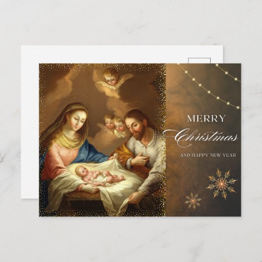 Cartes Pour Fêtes Annuelles Scène de la Nativité Salutations de Noël (Devant / Derrière)