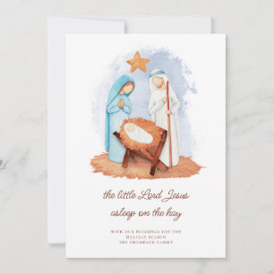 Cartes Pour Fêtes Annuelles Scène de la Nativité Sommeil sur le Noël du foin