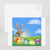 Cartes Pour Fêtes Annuelles Scène de lapin de Pâques (Devant / Derrière)