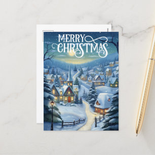 Cartes Pour Fêtes Annuelles Scène de l'église de Noël de fête ajouter le messa