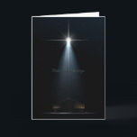 Cartes Pour Fêtes Annuelles Scène De Nativité Étoile De David Et Stable<br><div class="desc">Une représentation abstraite de la scène de la nativité des christs nés à bethlehem avec une étable isolée éclairée par une étoile brillante sur un arrière - plan de nuit étoilé foncé</div>