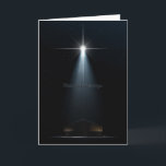 Cartes Pour Fêtes Annuelles Scène De Nativité Étoile De David Et Stable<br><div class="desc">Une représentation abstraite de la scène de la nativité des christs nés à bethlehem avec une étable isolée éclairée par une étoile brillante sur un arrière - plan de nuit étoilé foncé</div>