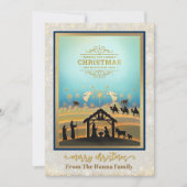 Cartes Pour Fêtes Annuelles Scène de Nativité "Joyeux Noël et Bonne Année" (Devant)