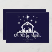 Cartes Pour Fêtes Annuelles Scène de Nativité Oh Sainte Nuit Script (Devant / Derrière)