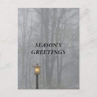 Cartes Pour Fêtes Annuelles Scène de neige avec Lampe de rue Vieux