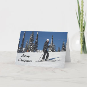 Cartes Pour Fêtes Annuelles Scène de neige avec skieur