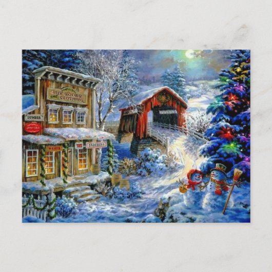 Cartes Pour Fêtes Annuelles Scène de neige de Noël (Devant)