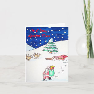 Cartes Pour Fêtes Annuelles scène de neige de père Noël et de rennes à Noël