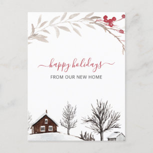 Cartes Pour Fêtes Annuelles Scène de neige d'hiver Nouvelle maison Weve Moved 