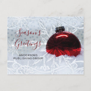 Cartes Pour Fêtes Annuelles Scène de neige élégante Ornement rouge Vacances d'