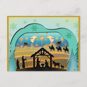 Cartes Pour Fêtes Annuelles Scène de Noël avec l'Enfant Jésus dans la crèche
