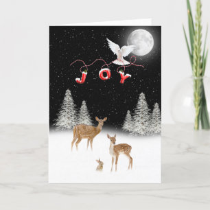 Cartes Pour Fêtes Annuelles Scène de Noël d'hiver avec JOY et colombe
