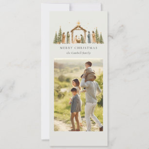 Cartes Pour Fêtes Annuelles Scène de Noël Élégante 3 Photo Noël Chrétien