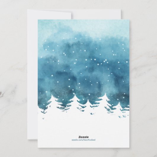 Cartes Pour Fêtes Annuelles Scène de Noël en aquarelle photo d'hiver (Dos)