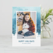 Cartes Pour Fêtes Annuelles Scène de Noël en aquarelle pour photo de Noël (Debout devant)