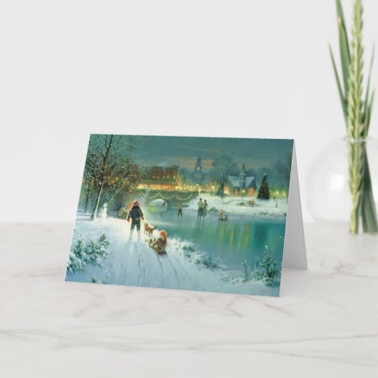 Cartes Pour Fêtes Annuelles Scène de Noël enneigée (Devant)