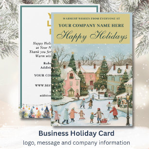 Cartes Pour Fêtes Annuelles Scène de Noël festive nostalgique Logo d'entrepris