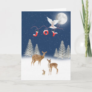 Cartes Pour Fêtes Annuelles Scène de Noël hivernale avec JOIE et colombe