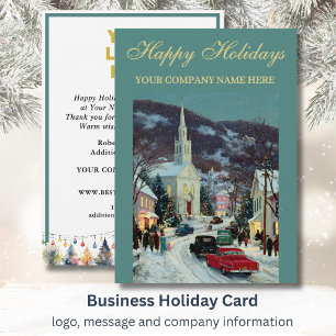 Cartes Pour Fêtes Annuelles Scène de Noël nostalgique festive Logo d'entrepris