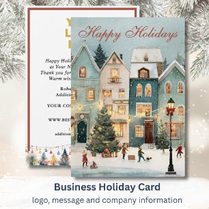 Cartes Pour Fêtes Annuelles Scène de Noël nostalgique festive Logo d'entrepris