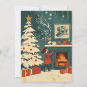Cartes Pour Fêtes Annuelles Scène de Noël rétro foyer enfant (Devant)
