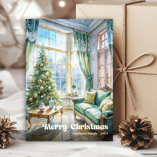 Cartes Pour Fêtes Annuelles Scène de Noël rustique et chaleureuse dans un cadr