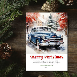 Cartes Pour Fêtes Annuelles Scène de Noël rustique moderne aquarelle festive