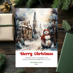 Cartes Pour Fêtes Annuelles Scène de Noël rustique tendance, fête de fin d'ann