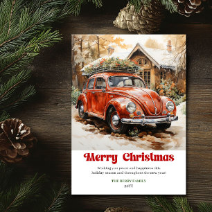 Cartes Pour Fêtes Annuelles Scène de Noël rustique vintage - œuvre d'art de vo