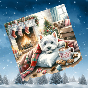 Cartes Pour Fêtes Annuelles Scène de Noël Westie