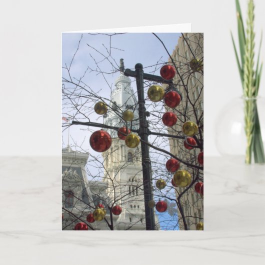 Cartes Pour Fêtes Annuelles Scène de rue des Vacances (Devant)