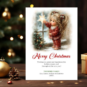 Cartes Pour Fêtes Annuelles Scène de vacances hivernale d'une petite fille ado