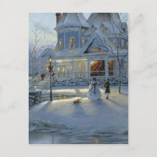 Cartes Pour Fêtes Annuelles Scène des neiges de Noël d'hiver