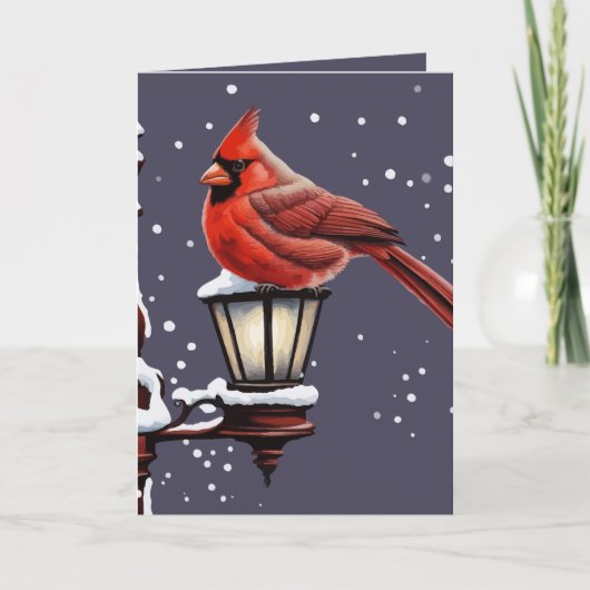 Cartes Pour Fêtes Annuelles Scène D'Hiver Avec Cardinal Bird Fêtes Noël (Devant)