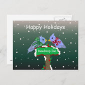Cartes Pour Fêtes Annuelles Scène d'hiver avec petits oiseaux (Devant / Derrière)